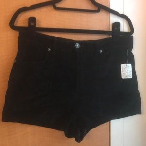 Black High rise corduroy shorts